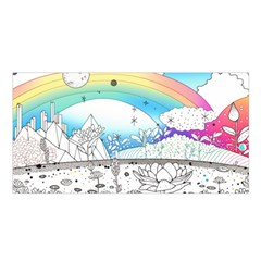 Rainbow Fun Cute Minimal Doodle Drawing 2 Satin Shawl 45  X 80  by Jancukart