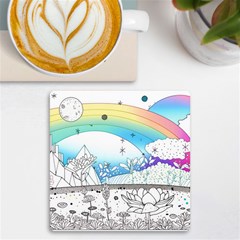 Rainbow Fun Cute Minimal Doodle Drawing 2 Uv Print Square Tile Coaster 