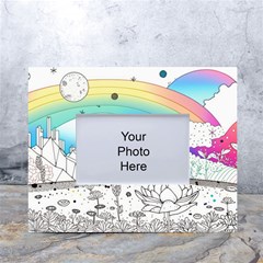 Rainbow Fun Cute Minimal Doodle Drawing 2 White Tabletop Photo Frame 4 x6  by Jancukart