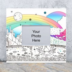 Rainbow Fun Cute Minimal Doodle Drawing 2 White Wall Photo Frame 5  X 7  by Jancukart