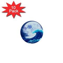 Waves Ocean Sea Tsunami Nautical 7 1  Mini Buttons (10 Pack)  by Jancukart