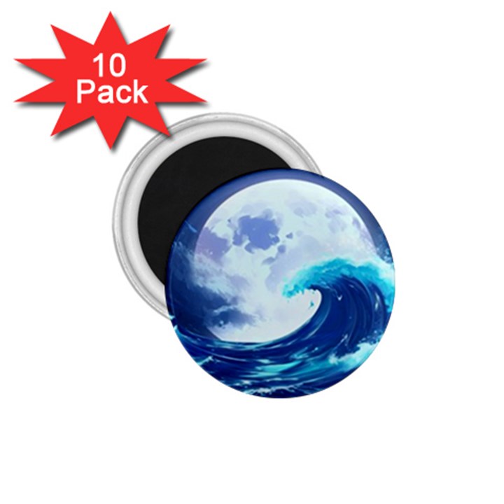 Waves Ocean Sea Tsunami Nautical 7 1.75  Magnets (10 pack) 