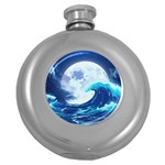 Waves Ocean Sea Tsunami Nautical 7 Round Hip Flask (5 oz) Front