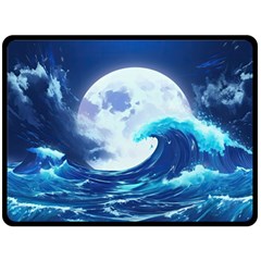 Waves Ocean Sea Tsunami Nautical 7 Fleece Blanket (large) by Jancukart