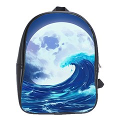 Waves Ocean Sea Tsunami Nautical 7 School Bag (xl) by Jancukart