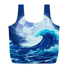 Waves Ocean Sea Tsunami Nautical 7 Full Print Recycle Bag (l) by Jancukart