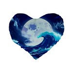 Waves Ocean Sea Tsunami Nautical 7 Standard 16  Premium Flano Heart Shape Cushions Back