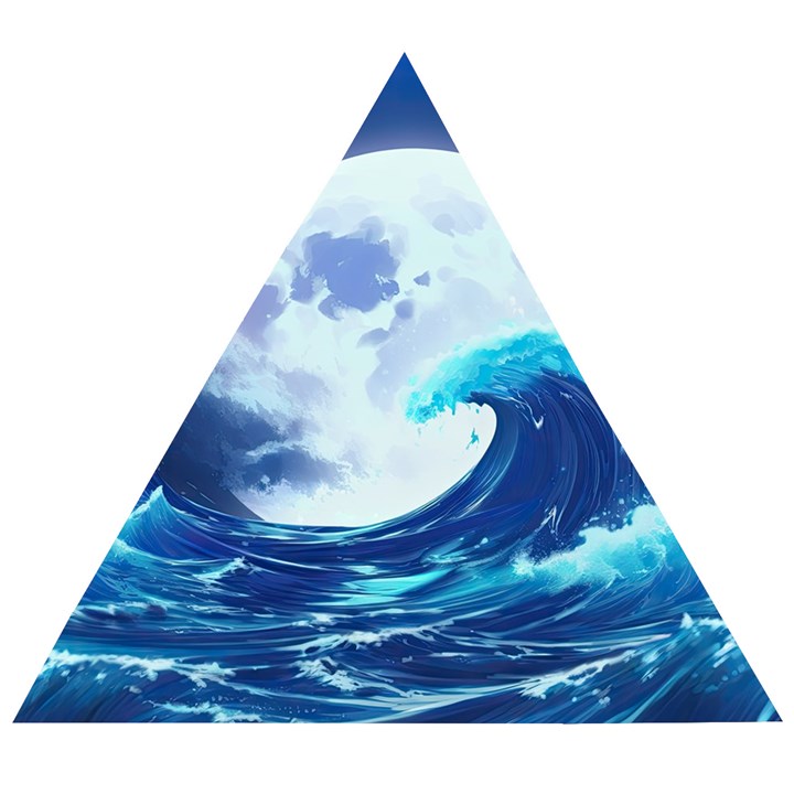 Waves Ocean Sea Tsunami Nautical 7 Wooden Puzzle Triangle