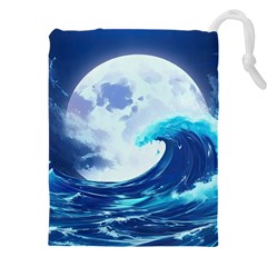 Waves Ocean Sea Tsunami Nautical 7 Drawstring Pouch (4xl) by Jancukart