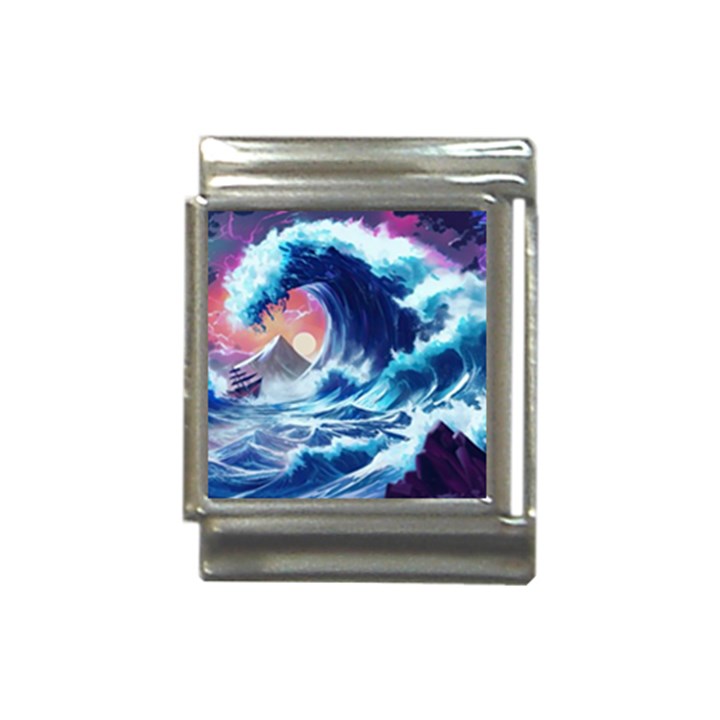 Storm Tsunami Waves Ocean Sea Nautical Nature Italian Charm (13mm)