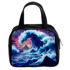 Storm Tsunami Waves Ocean Sea Nautical Nature Classic Handbag (two Sides) by Jancukart