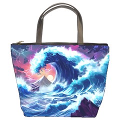 Storm Tsunami Waves Ocean Sea Nautical Nature Bucket Bag by Jancukart