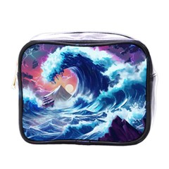 Storm Tsunami Waves Ocean Sea Nautical Nature Mini Toiletries Bag (one Side) by Jancukart