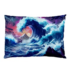 Storm Tsunami Waves Ocean Sea Nautical Nature Pillow Case (two Sides) by Jancukart