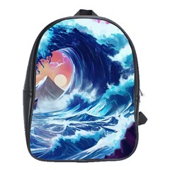 Storm Tsunami Waves Ocean Sea Nautical Nature School Bag (xl)