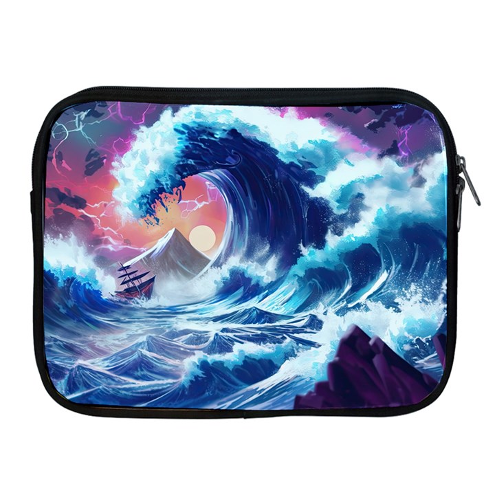 Storm Tsunami Waves Ocean Sea Nautical Nature Apple iPad 2/3/4 Zipper Cases