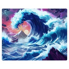 Storm Tsunami Waves Ocean Sea Nautical Nature Two Sides Premium Plush Fleece Blanket (medium) by Jancukart