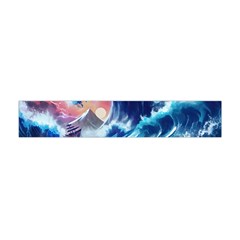 Storm Tsunami Waves Ocean Sea Nautical Nature Premium Plush Fleece Scarf (mini) by Jancukart