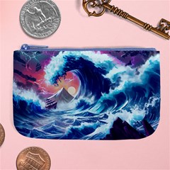 Storm Tsunami Waves Ocean Sea Nautical Nature Large Coin Purse