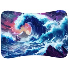 Storm Tsunami Waves Ocean Sea Nautical Nature Velour Seat Head Rest Cushion