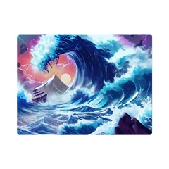 Storm Tsunami Waves Ocean Sea Nautical Nature Premium Plush Fleece Blanket (mini) by Jancukart