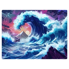 Storm Tsunami Waves Ocean Sea Nautical Nature Premium Plush Fleece Blanket (extra Small)