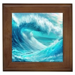 Tsunami Waves Ocean Sea Nautical Nature Water Tidal Framed Tile by Jancukart