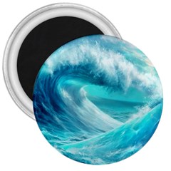 Tsunami Waves Ocean Sea Nautical Nature Water Tidal 3  Magnets