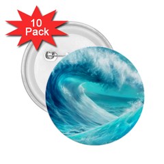 Tsunami Waves Ocean Sea Nautical Nature Water Tidal 2 25  Buttons (10 Pack)  by Jancukart