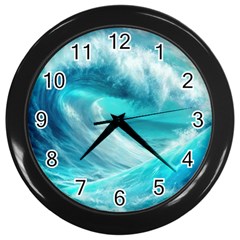 Tsunami Waves Ocean Sea Nautical Nature Water Tidal Wall Clock (black)