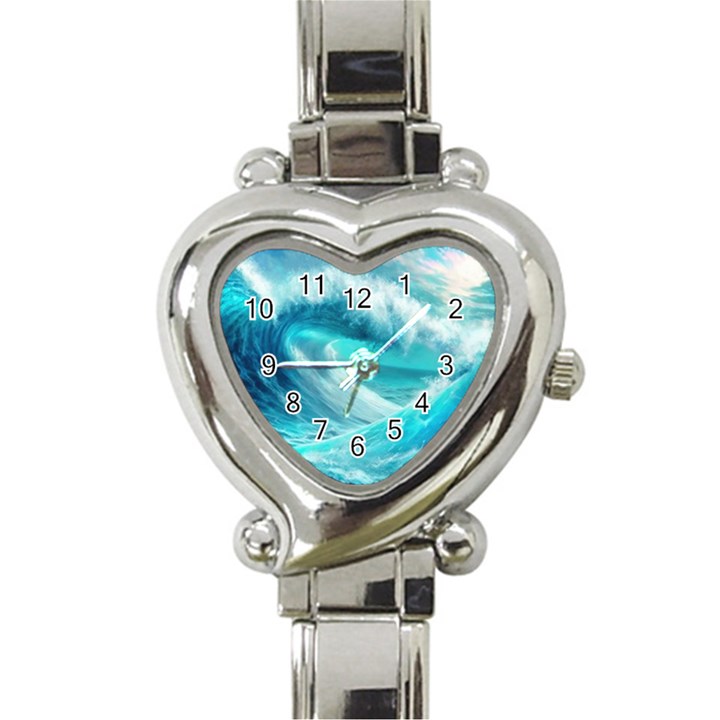 Tsunami Waves Ocean Sea Nautical Nature Water Tidal Heart Italian Charm Watch