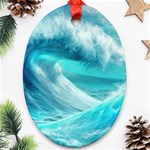 Tsunami Waves Ocean Sea Nautical Nature Water Tidal Oval Ornament (Two Sides) Back