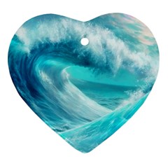 Tsunami Waves Ocean Sea Nautical Nature Water Tidal Heart Ornament (two Sides) by Jancukart