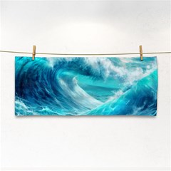 Tsunami Waves Ocean Sea Nautical Nature Water Tidal Hand Towel by Jancukart