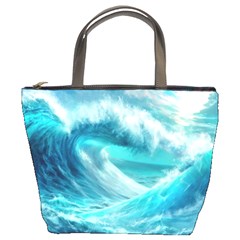 Tsunami Waves Ocean Sea Nautical Nature Water Tidal Bucket Bag by Jancukart