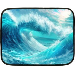 Tsunami Waves Ocean Sea Nautical Nature Water Tidal Two Sides Fleece Blanket (mini) by Jancukart