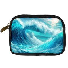 Tsunami Waves Ocean Sea Nautical Nature Water Tidal Digital Camera Leather Case by Jancukart