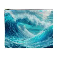 Tsunami Waves Ocean Sea Nautical Nature Water Tidal Cosmetic Bag (xl) by Jancukart