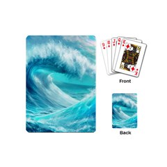 Tsunami Waves Ocean Sea Nautical Nature Water Tidal Playing Cards Single Design (mini) by Jancukart