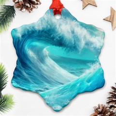 Tsunami Waves Ocean Sea Nautical Nature Water Tidal Snowflake Ornament (two Sides) by Jancukart