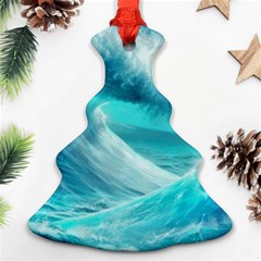 Tsunami Waves Ocean Sea Nautical Nature Water Tidal Christmas Tree Ornament (two Sides) by Jancukart