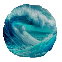 Tsunami Waves Ocean Sea Nautical Nature Water Tidal Large 18  Premium Round Cushions