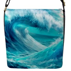 Tsunami Waves Ocean Sea Nautical Nature Water Tidal Flap Closure Messenger Bag (s) by Jancukart