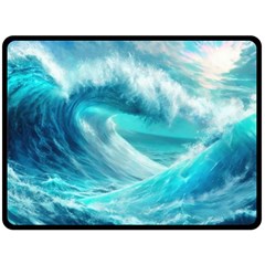 Tsunami Waves Ocean Sea Nautical Nature Water Tidal Two Sides Fleece Blanket (large) by Jancukart