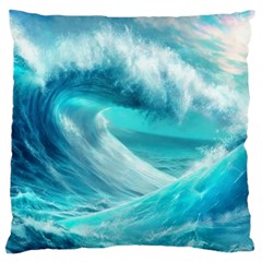 Tsunami Waves Ocean Sea Nautical Nature Water Tidal Standard Premium Plush Fleece Cushion Case (two Sides)