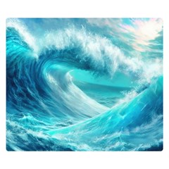 Tsunami Waves Ocean Sea Nautical Nature Water Tidal Two Sides Premium Plush Fleece Blanket (small) by Jancukart