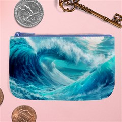 Tsunami Waves Ocean Sea Nautical Nature Water Tidal Large Coin Purse by Jancukart