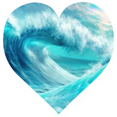 Tsunami Waves Ocean Sea Nautical Nature Water Tidal Wooden Puzzle Heart by Jancukart