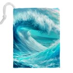 Tsunami Waves Ocean Sea Nautical Nature Water Tidal Drawstring Pouch (4XL) Back