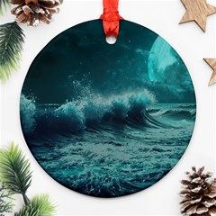 Waves Ocean Sea Tsunami Nautical 2 Ornament (round) by Jancukart